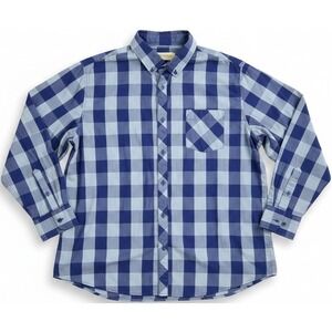 Dapper Boi Mens XL Button Down Shirt Blue Plaid Long Sleeve Casual